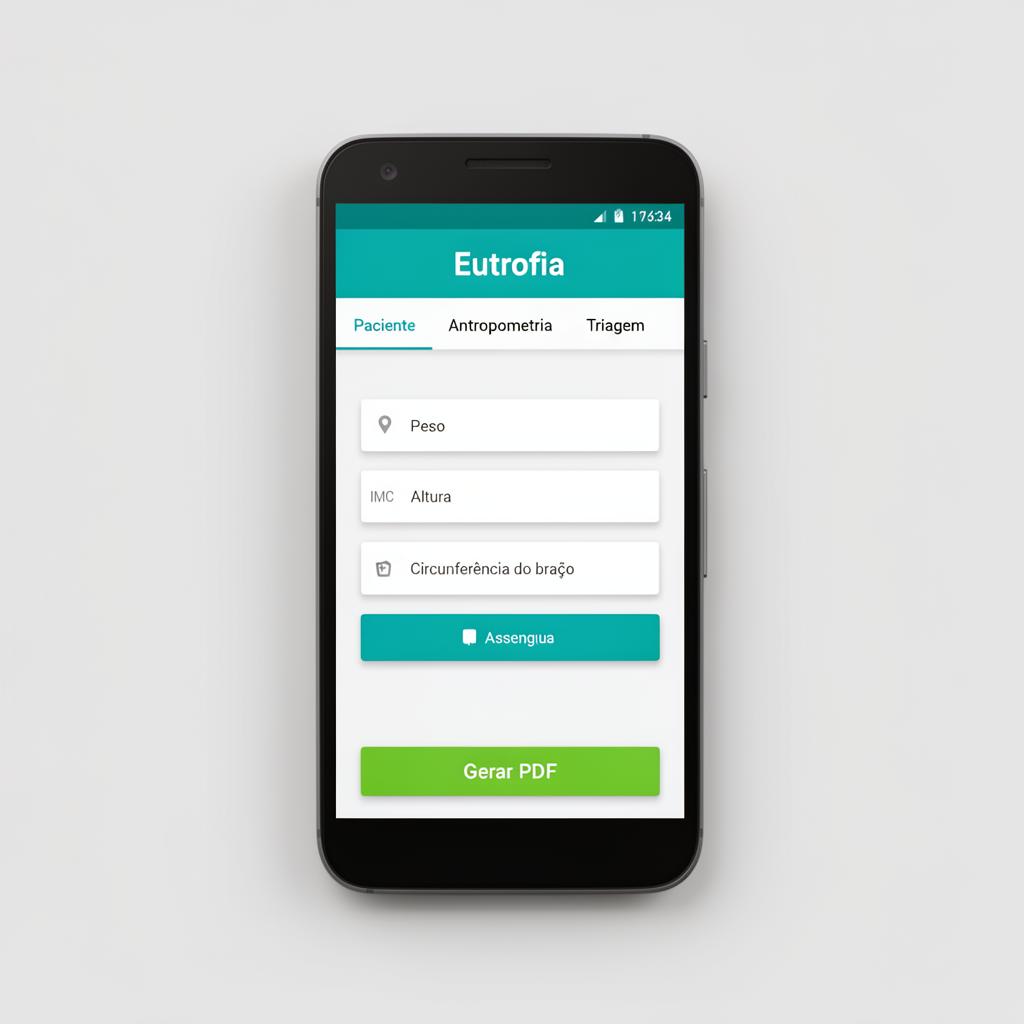 Tela do app Eutrofia mostrando o módulo de antropometria
